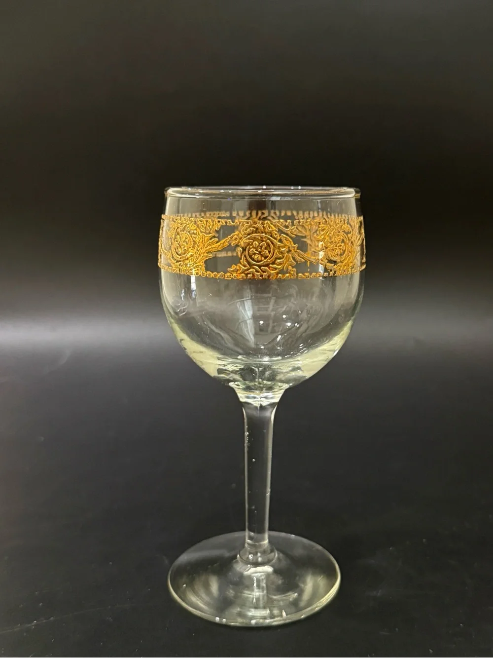 Lot of 4 Vintage MCM Culver Tyrol 22k Gold Gilt 5.75” Stemmed Wine Glasses